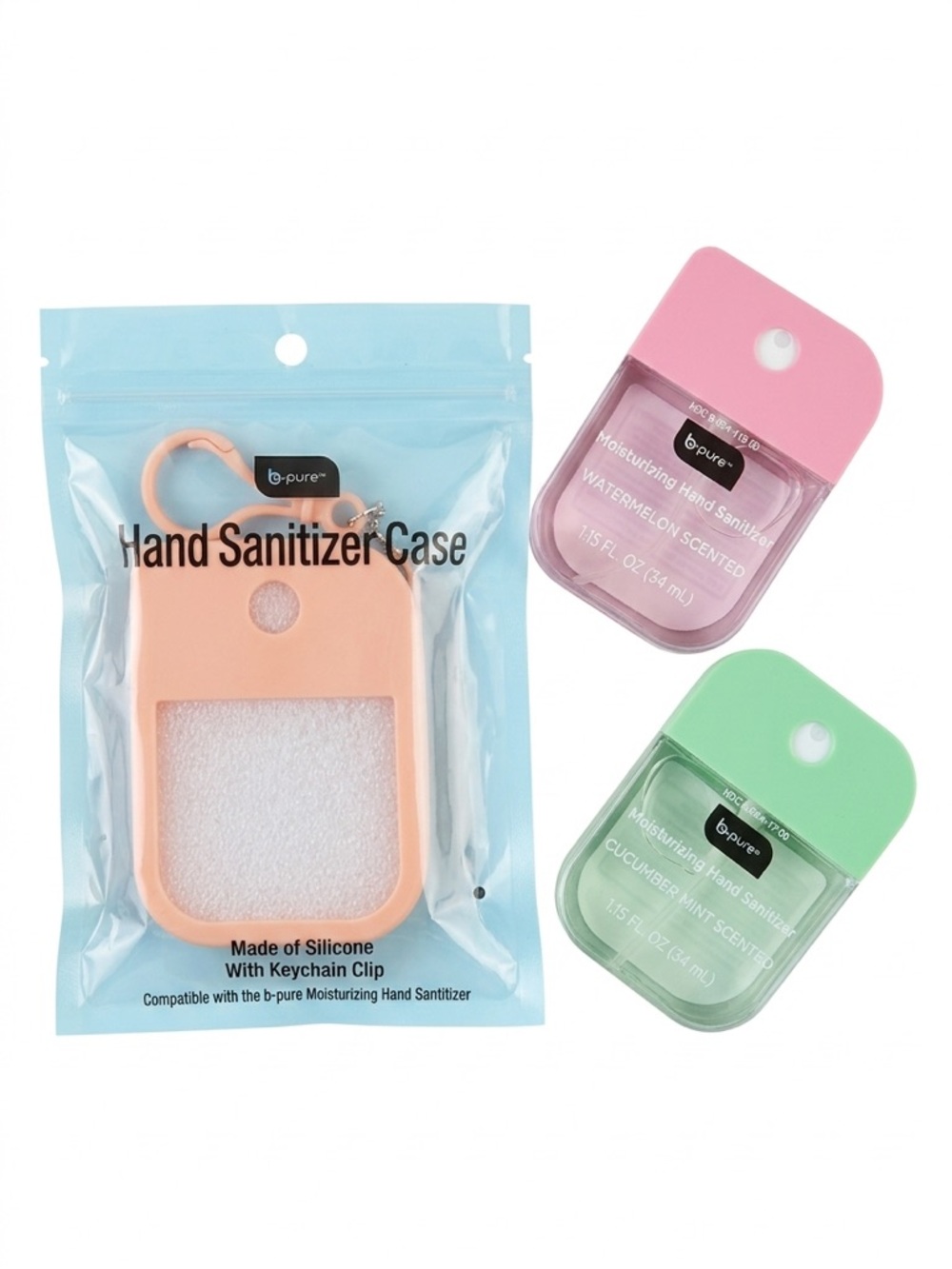 b.pure Moisturizing Hand Sanitizer Spray Bundle + Silicone Case (3pc Set) nwt
